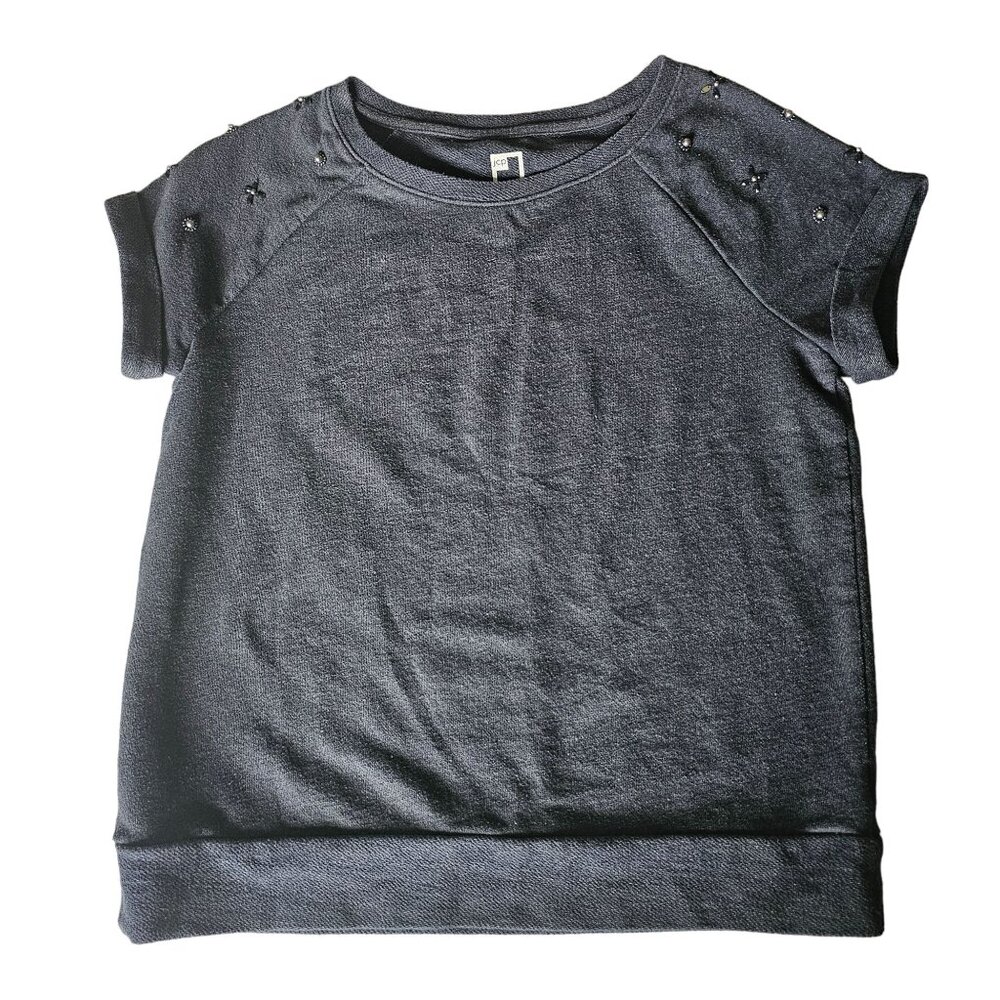 JCP Gray Women's short sleeved Embellished Top size Small